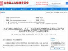 安徽省開展靈芝、天麻、鐵皮石斛三種食藥物質(zhì)管理試點工作 ()